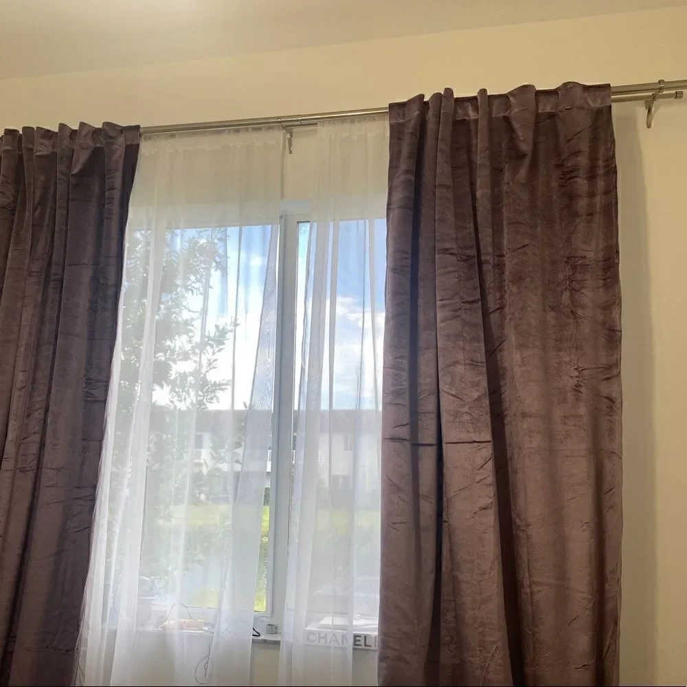 Brushed velvet floor length curtain panels set of 2 plus sheers #15